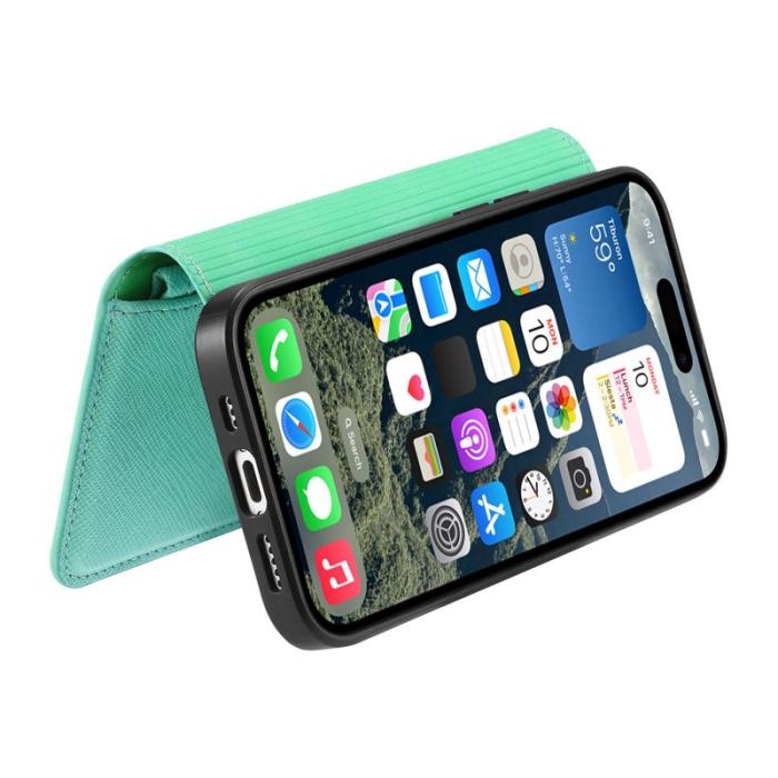 CASENEO - CASENEO iPhone 16 Plus Plånboksfodral Konstläder - Grön