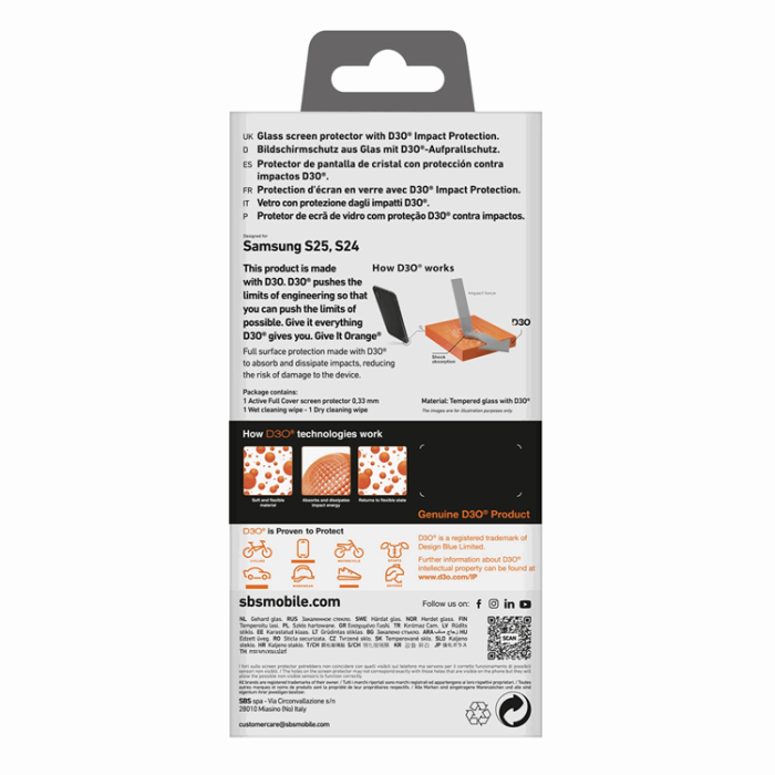 SBS - SBS Galaxy S25 Plus/S24 Plus Härdat glas Skärmskydd D3O med Ram