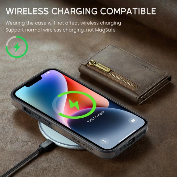 DG.MING - DG.MING M5 Series Mobilskal till iPhone 14 Plus Magnetiskt Konstläder Brun