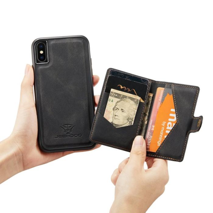 JEEHOOD - JEEHOOD Mobilskal till iPhone XS/X Detachable Wallet - Svart