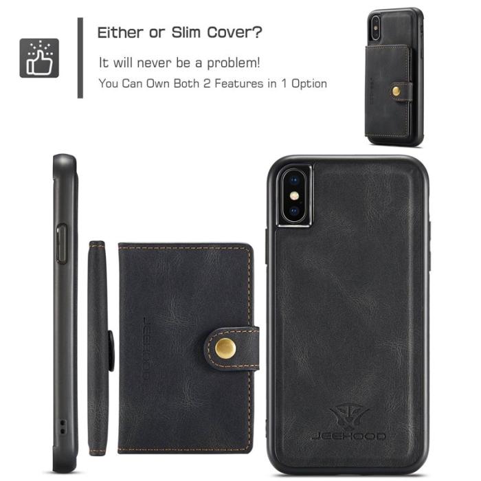 JEEHOOD - JEEHOOD Mobilskal till iPhone XS/X Detachable Wallet - Svart