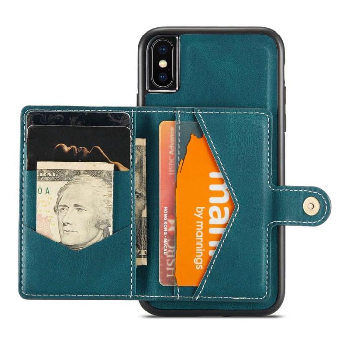 JEEHOOD - JEEHOOD iPhone XS/X Konstläder Plånboksfodral Detachable TPU Grön