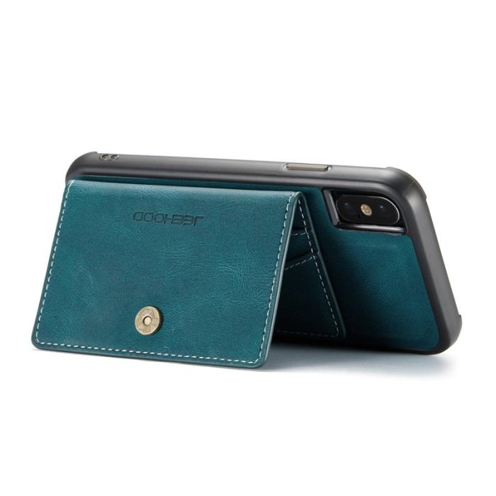 JEEHOOD - JEEHOOD iPhone XS/X Konstläder Plånboksfodral Detachable TPU Grön