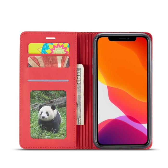 FORWENW - FORWENW iPhone 11 Plånboksfodral Konstläder - Röd
