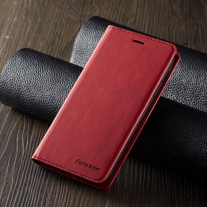 FORWENW - FORWENW iPhone 11 Plånboksfodral Konstläder - Röd