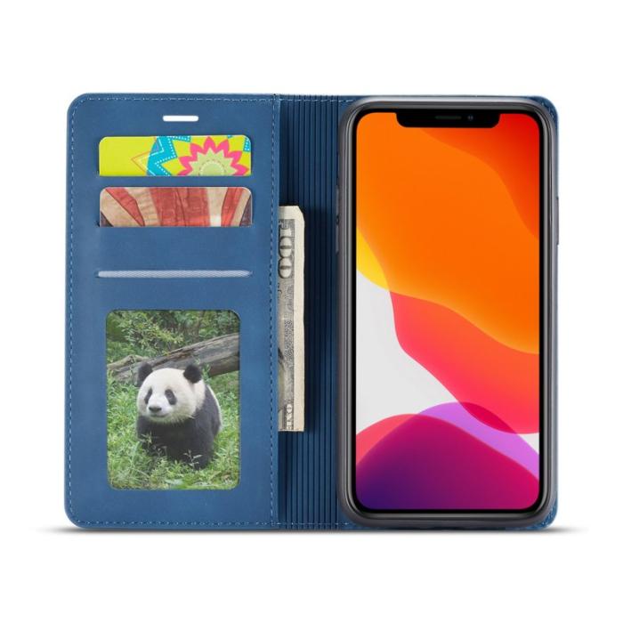 FORWENW - FORWENW iPhone 11 Plånboksfodral i Silky Touch Konstläder - Blå