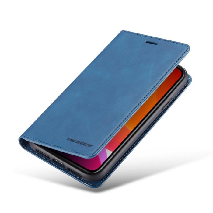 FORWENW - FORWENW iPhone 11 Plånboksfodral i Silky Touch Konstläder - Blå