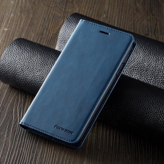 FORWENW - FORWENW iPhone 11 Plånboksfodral i Silky Touch Konstläder - Blå