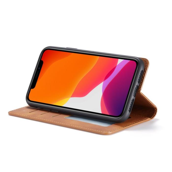 FORWENW - FORWENW iPhone 11 Plånboksfodral i Silky Touch Konstläder - Brun