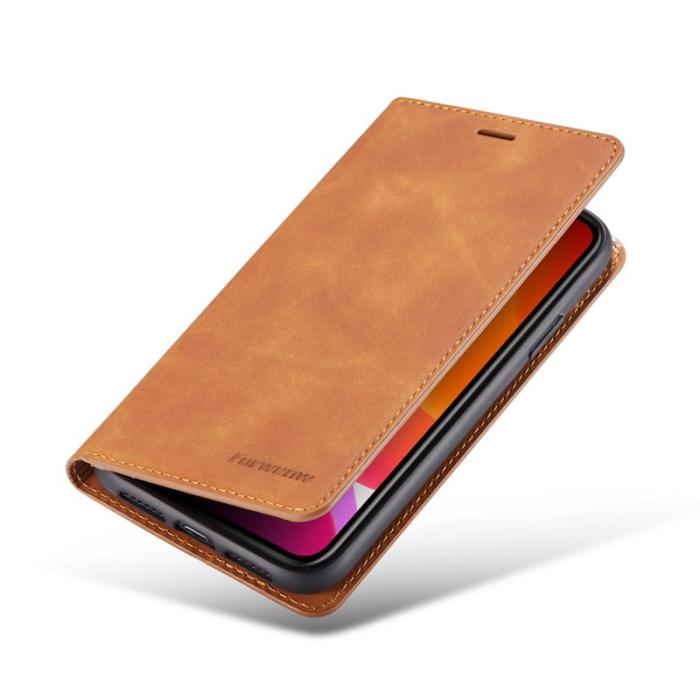 FORWENW - FORWENW iPhone 11 Plånboksfodral i Silky Touch Konstläder - Brun