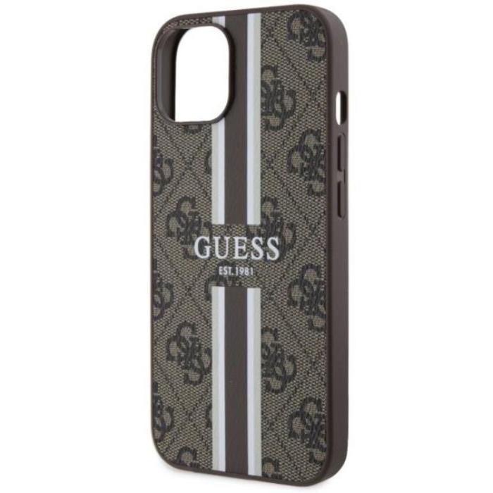 Guess - Guess iPhone 14 Plus Mobilskal MagSafe Printed Stripes Brun