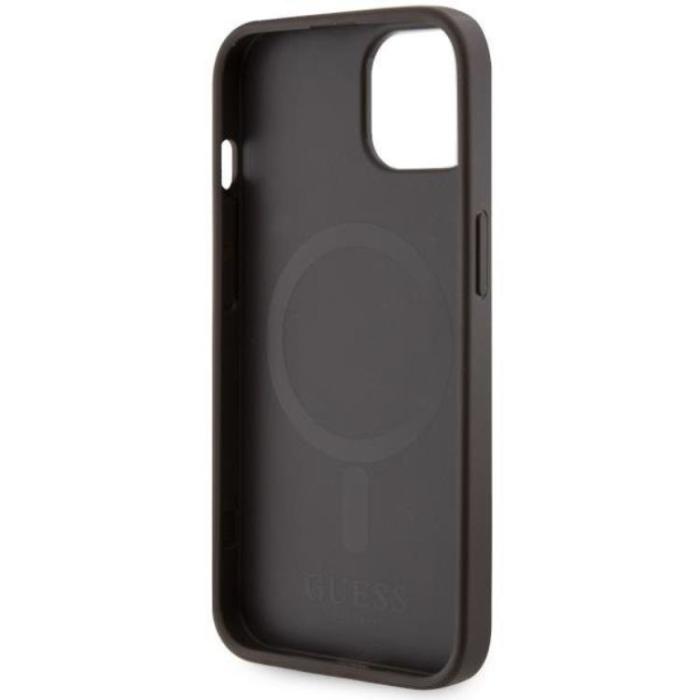 Guess - Guess iPhone 14 Plus Mobilskal MagSafe Printed Stripes Brun