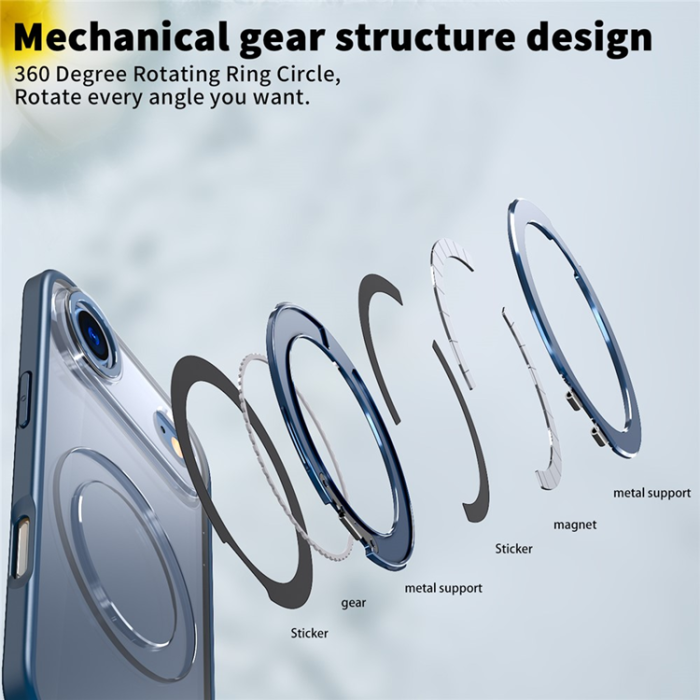 A-One Brand - iPhone Air Mobilskal Ring Kickstand TPU PC Clear - Blå