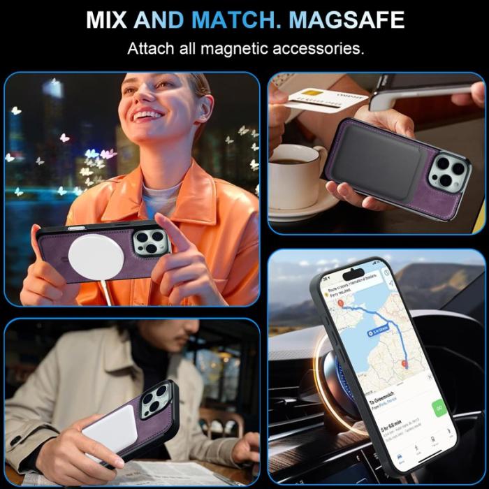 LC.imeeke - LC.IMEEKE L6 iPhone 14 Pro Max Fodral KonstLäder - Lila