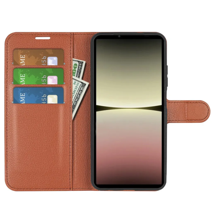 Taltech - Sony Xperia 10 V Plånboksfodral Textured - Brun