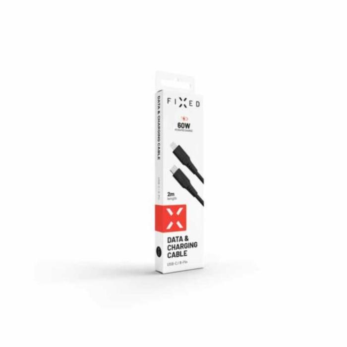 UTGATT1 - FIXED LIQUID Silicone Kabel USB-C/Lightning MFI 2m - Svart