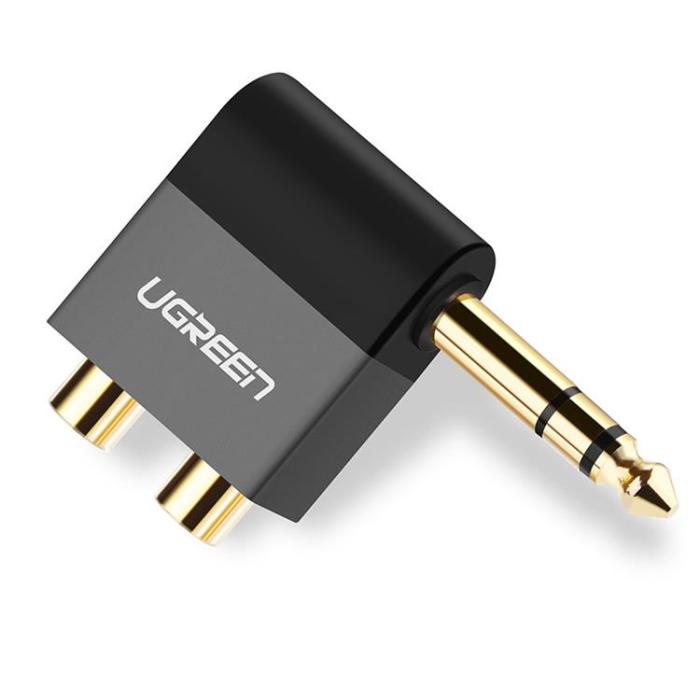 UTGATT1 - Ugreen Audio Jack Adapter 6.35mm Male Till 2xRCA Female - Svart