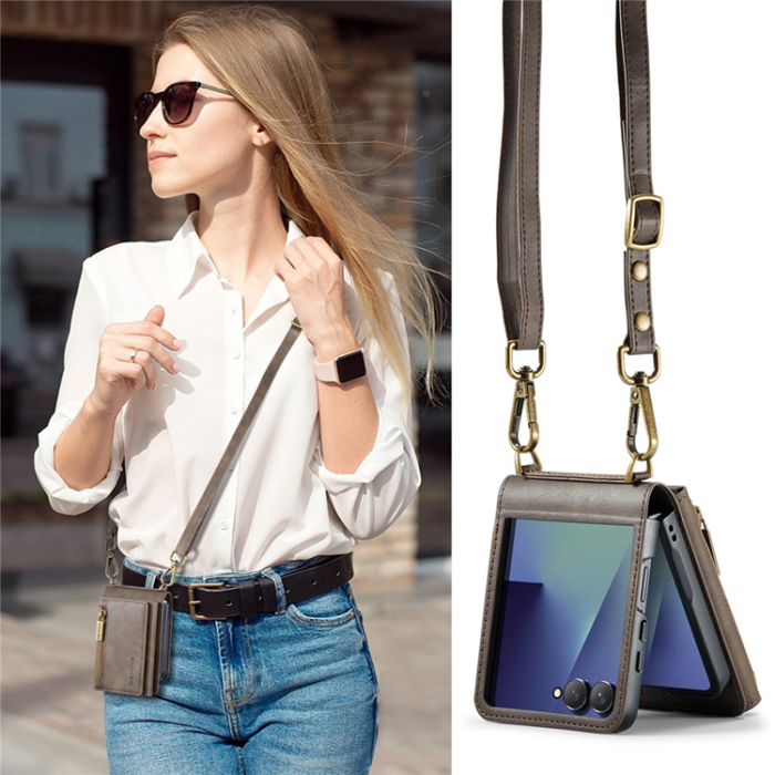 DG.MING - DG.MING Galaxy Z Flip 7 Mobilskal RFID Blocking M5 - Kaffe