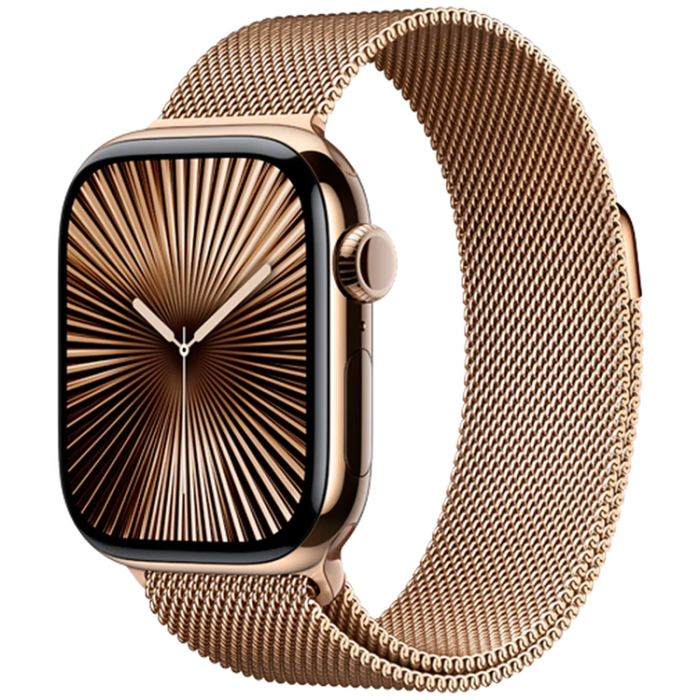 Apple - Apple Watch Series 10 4G 42mm GPS + Cellular (Titanium Guld Milanese)