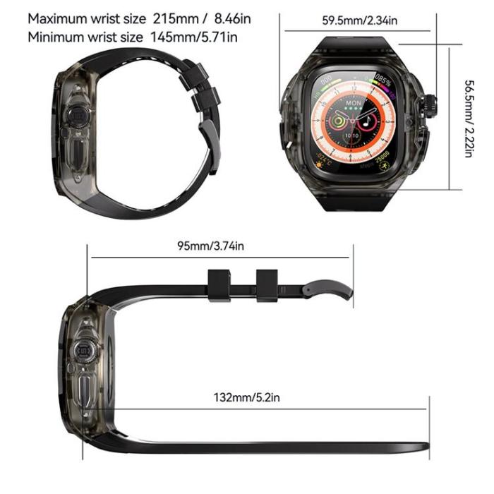 A-One Brand - Armband För Apple Watch Ultra 1/2/3 (49mm) Silikon med Skal - Svart