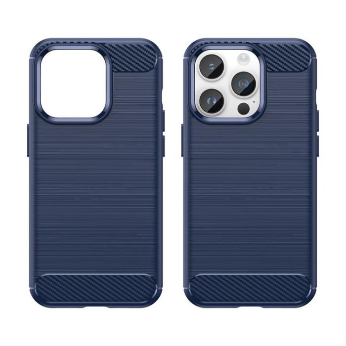 OEM - iPhone 14 Pro Skal Carbon Fiber Texture - Blå