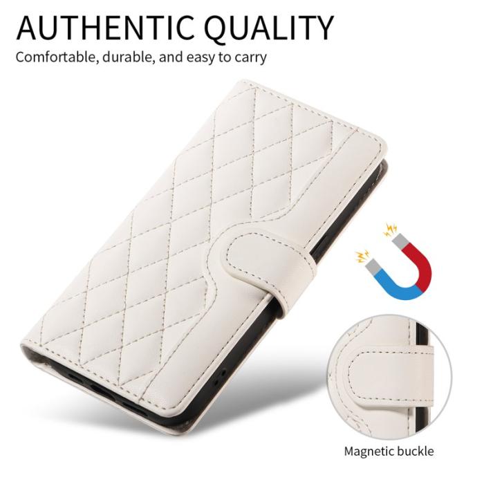 OEM - Rhombus Samsung Galaxy S26 Plus Fodral Äkta Läder - Vit