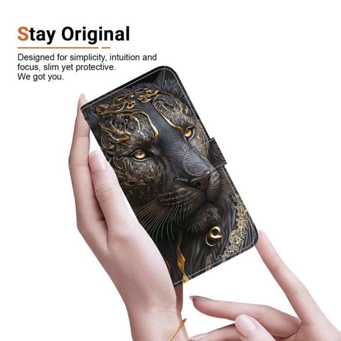 OEM - Samsung Galaxy S26 / S26 Pro Fodral Äkta Läder Ställ - Svart Guld Lejon