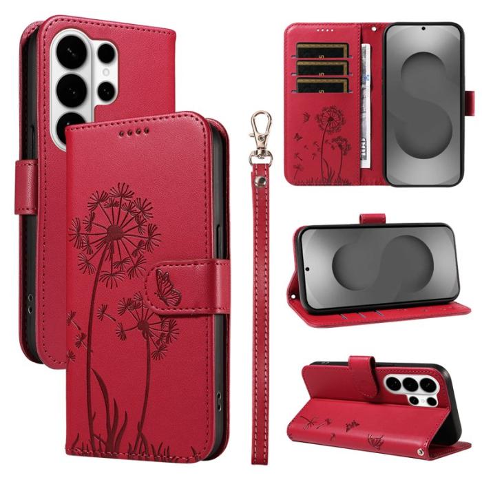 OEM - Samsung Galaxy S26 Ultra Fodral Äkta Läder Med Rem Dandelion - Röd
