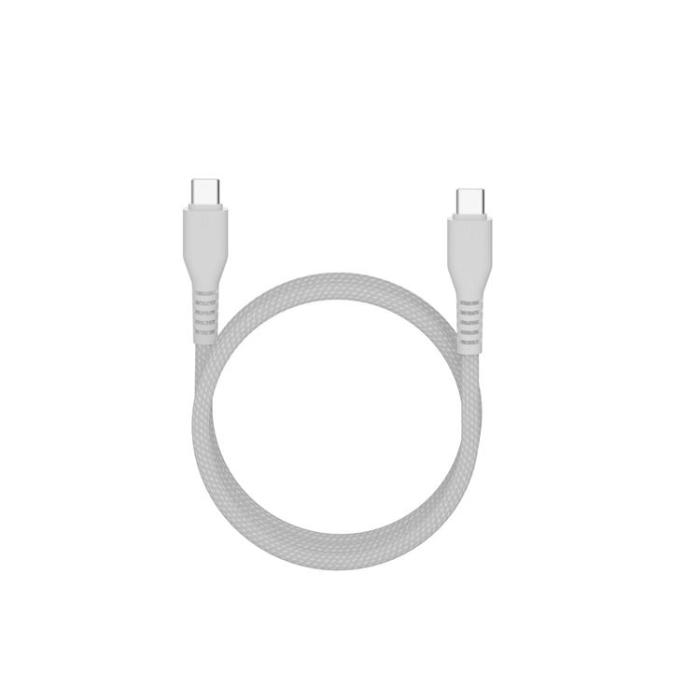 QUALO - QUALO USB-C till USB-C Kabel 3A 1.5m Nylon QKN-CC-018 - Silver