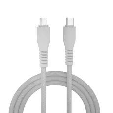 QUALO - QUALO USB-C till USB-C Kabel 3A 1.5m Nylon QKN-CC-018 - Silver