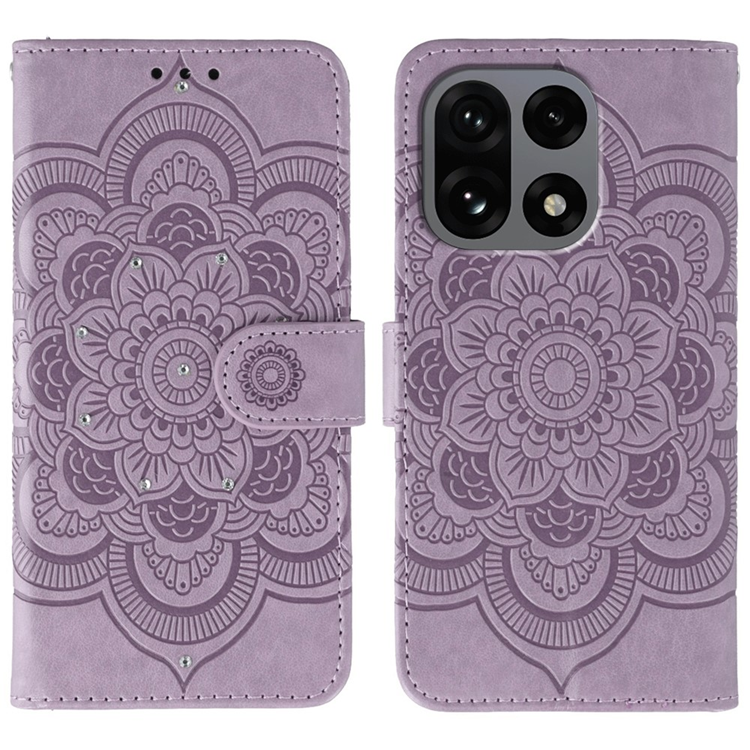 OnePlus 15 5G Konstläder Plånboksfodral Mandala Imprint Rhinestone - Lila (Lila) | 2353 | AlltMobil