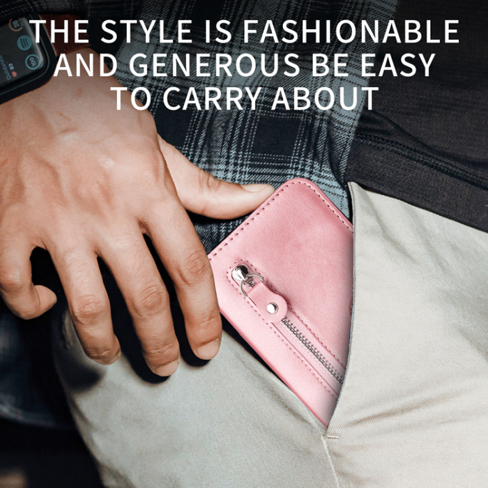 A-One Brand - OnePlus 15 5G Plånboksfodral Zipper Pocket PU Läder - Rosa