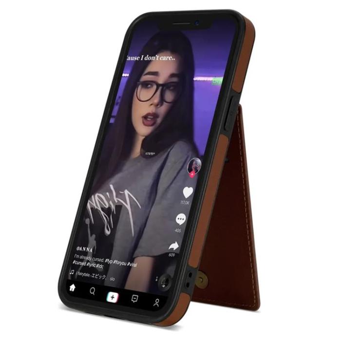 N.BEKUS - N.BEKUS iPhone 15 Pro Max Mobilskal Korthållare - Brun