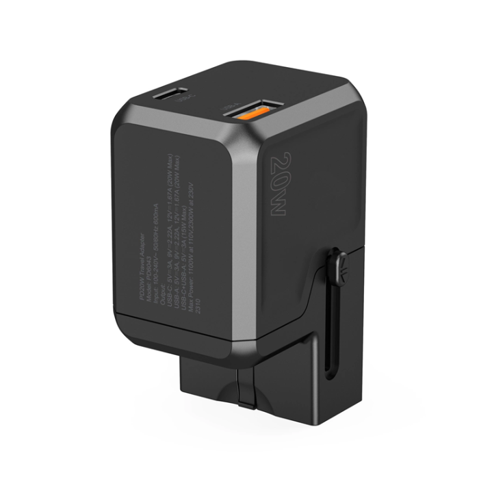 Choetech - Choetech USB-C USB-A PD 20W Reseladdare USA EU UK AU