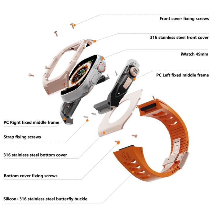 SHELLBOX - SHELLBOX Apple Watch Ultra/Ultra 2 49mm Armband Metal Ram