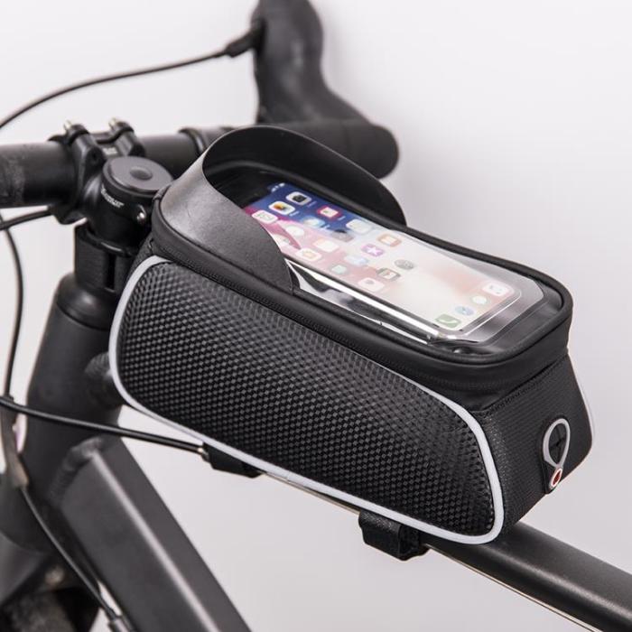 OEM - Vattentät Cykelramsväska Med Skärmad Mobilhållare - Svart