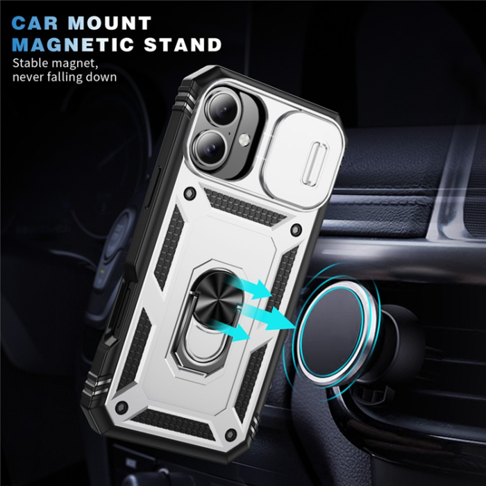 A-One Brand - iPhone 17 Mobilskal Slide Camshield Kickstand - Vit