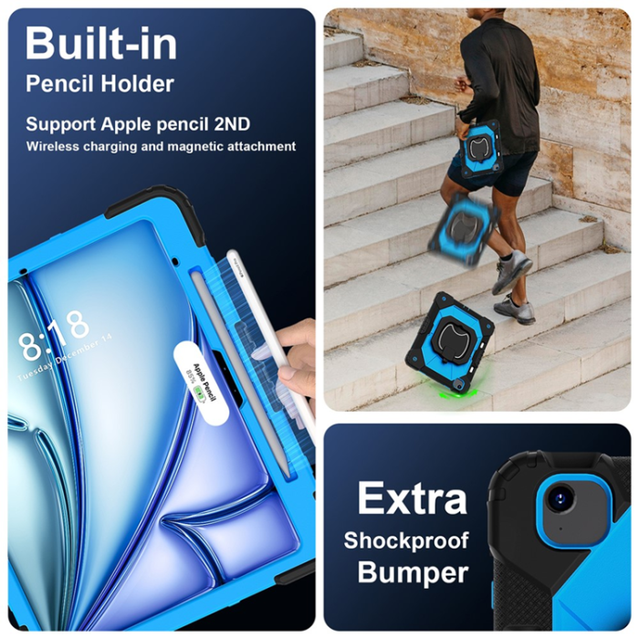 A-One Brand - iPad Air 13(2025/2024) Skal Kickstand - Svart/Blue