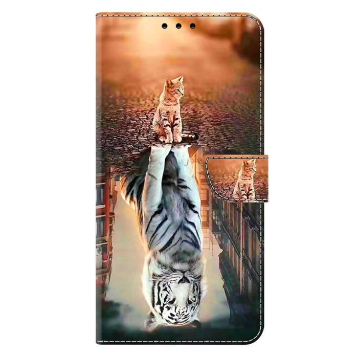 OEM - Samsung Galaxy S26 Plånboksfodral Magnetisk Stängning Konstläder Katt och Tiger