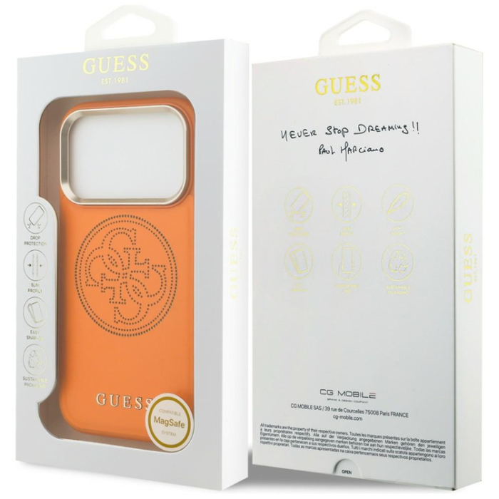Guess - Guess Mobilskal För iPhone 17 Pro MagSafe Perforated 4G - Orange