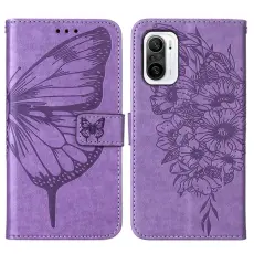OEM - Butterfly Flower Imprinted Plånboksfodral Xiaomi 12 Pro - Lila