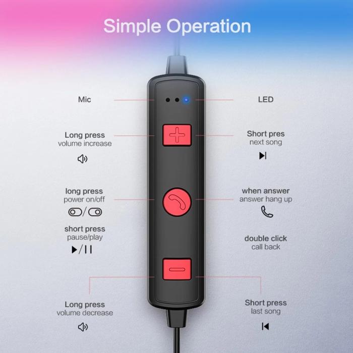 Floveme - Floveme in-ear headset, Bluetooth, 4h speltid - Svart