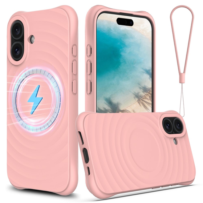 A-One Brand - iPhone 17 Mobilskal MagSafe Silikon Ripple Liquid - Rosa