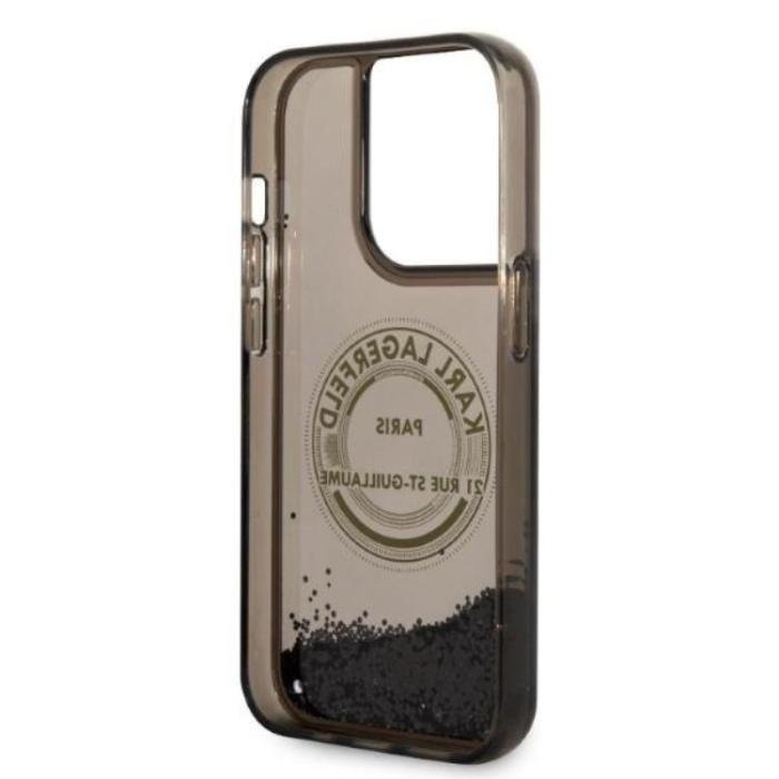 KARL LAGERFELD - Karl Lagerfeld iPhone 14 Pro Skal Liquid Glitter RSG - Svart