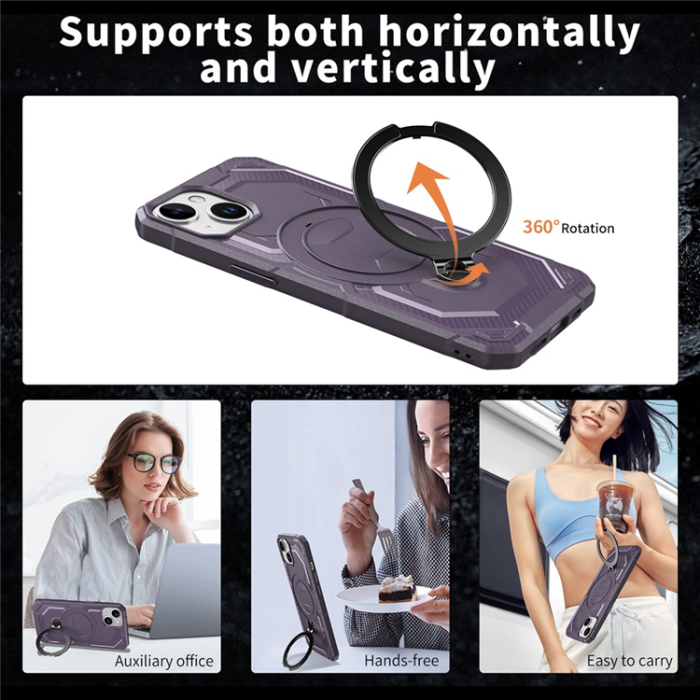 A-One Brand - iPhone 15 Plus Mobilskal MagSafe Kickstand TPU + PC - Lila