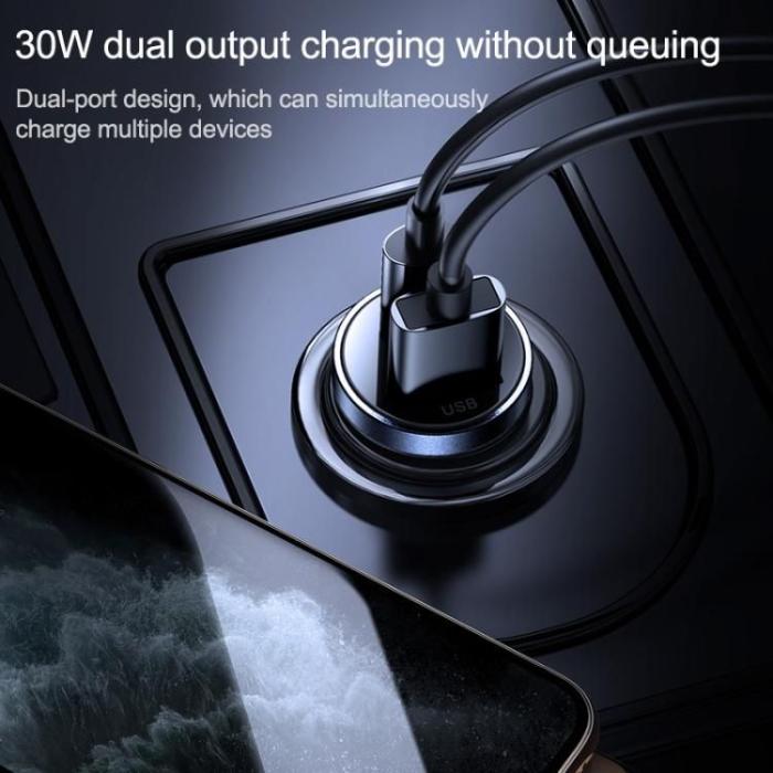 UTGATT1 - JOYROOM C-A08 2-Port Bil Laddare Pd30W/Qc3.0 Svart