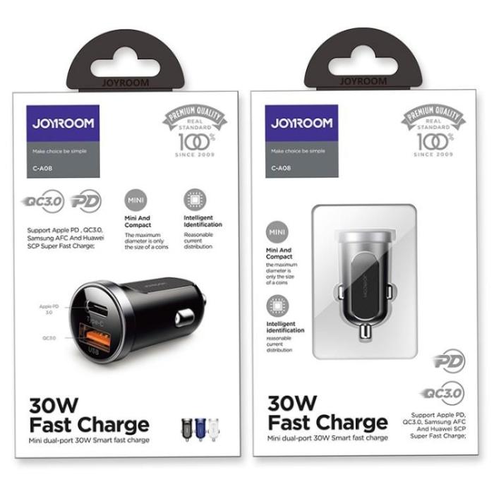 UTGATT1 - JOYROOM C-A08 2-Port Bil Laddare Pd30W/Qc3.0 Svart
