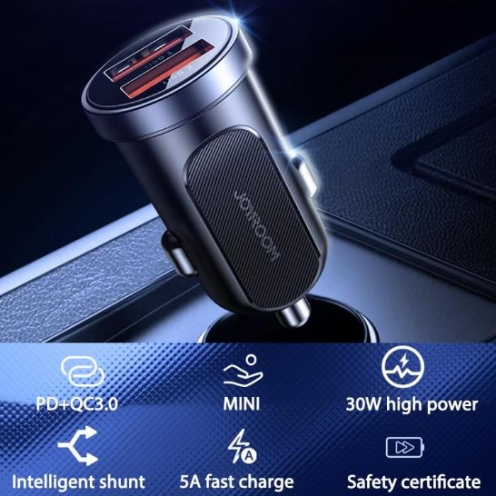 Joyroom - JOYROOM C-A09 2-Port Bil Laddare Pd30W/Qc3.0 Svart