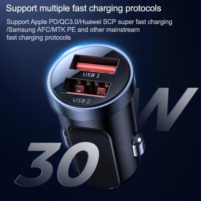 Joyroom - JOYROOM C-A09 2-Port Bil Laddare Pd30W/Qc3.0 Svart