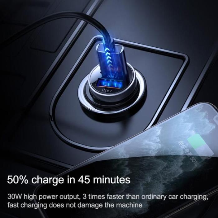 Joyroom - JOYROOM C-A09 2-Port Bil Laddare Pd30W/Qc3.0 Svart